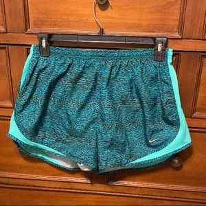 Teal leopard print athletic shorts